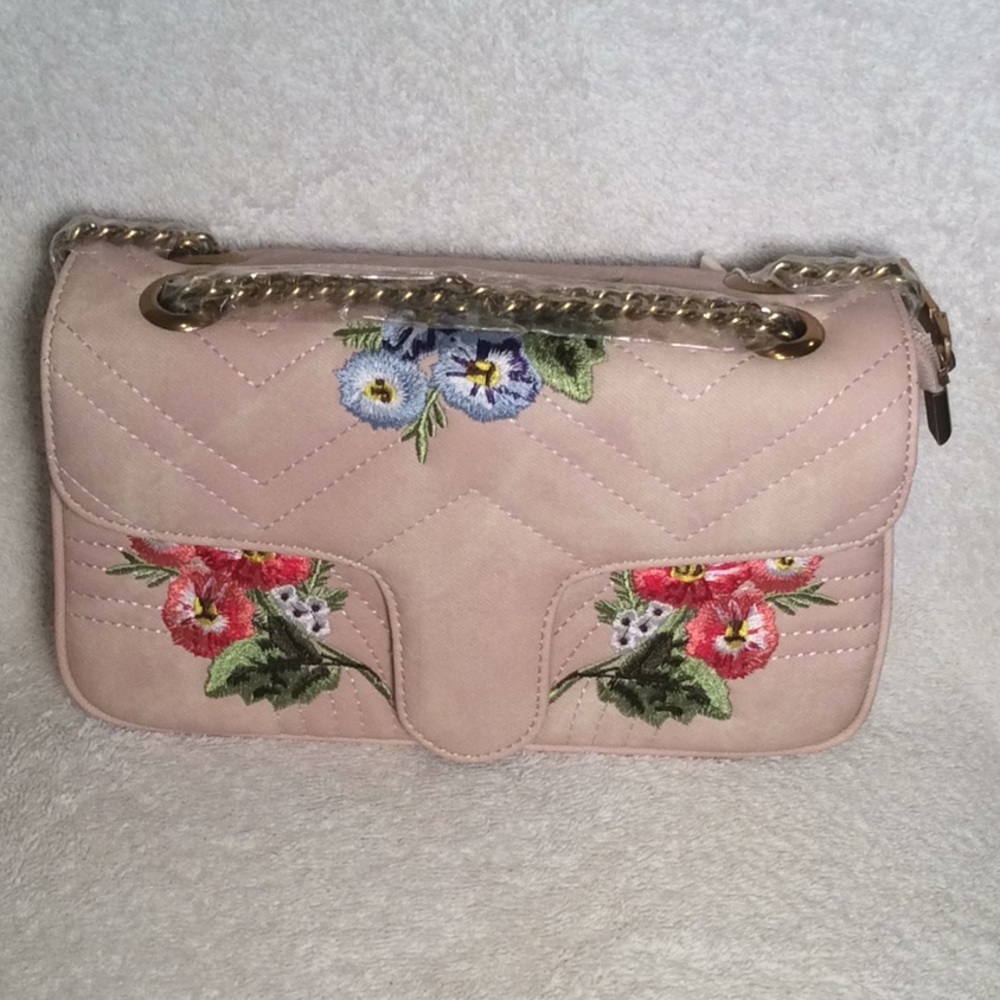 Denim Pink Embroidered Crossbody Bag - Picture 2 of 9